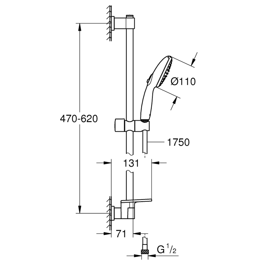 GROHE 26952001 - Set za tuš VITALIO START 110 600 mm, sjajni krom