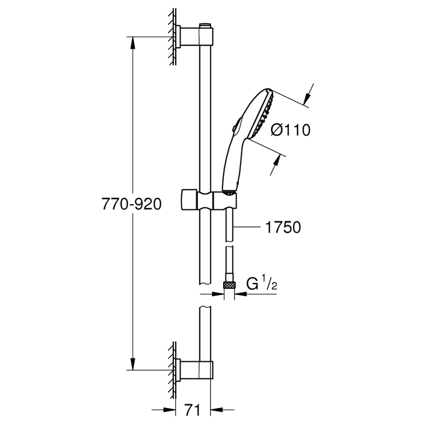 GROHE 269542431 - Set za tuširanje VITALIO START 110 900 mm crni