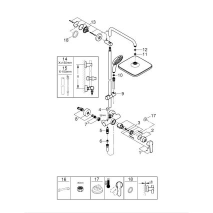 GROHE 26985001 - Sustav za tuširanje VITALIO COMFORT 250 250 × 250 mm sjajni krom