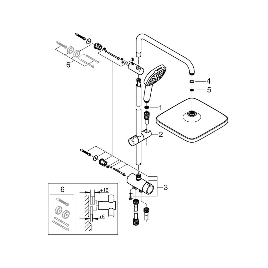 GROHE 26986001 - Tuš sustav VITALIO COMFORT 250 sjajni krom