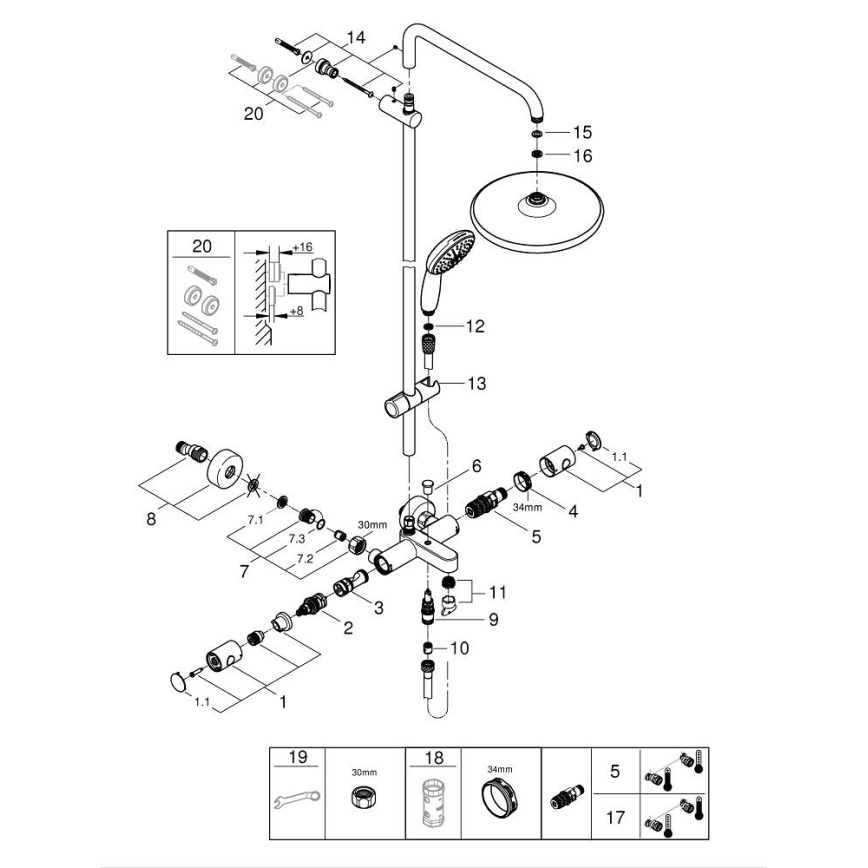 GROHE 269882431 - Sustav za tuširanje VITALIO START SYSTEM 250 390 mm crna