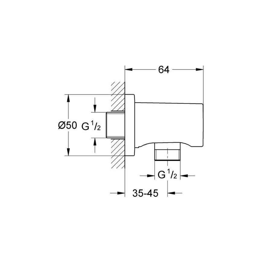 GROHE 27057DL0 - Zidno koljeno RAINSHOWER DN 15, brušeni bakar