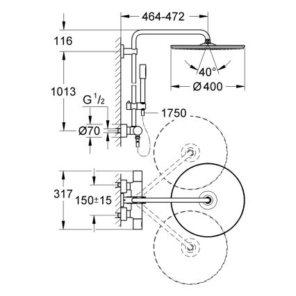 GROHE 27174001 - Tuš sustav RAINSHOWER SYSTEM 400, 450 mm, sjajni krom
