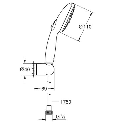 GROHE 279502431 - Set za tuširanje VITALIO START 110, 110 mm, crni