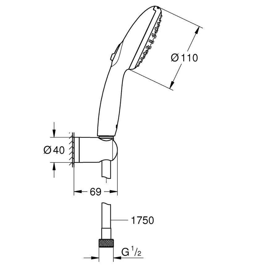 GROHE 279502431 - Set za tuširanje VITALIO START 110, 110 mm, crni
