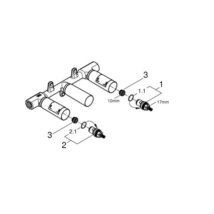 GROHE 29025002 - Univerzalno podžbukno kućište za umivaoničku bateriju s tri otvora, mesing