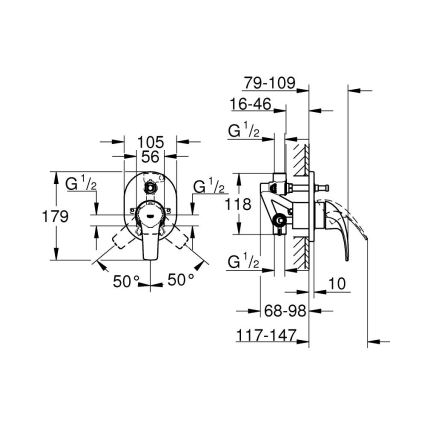 GROHE 29043000 - Kupaonska miješalica za kadu EUROCUBE, sjajni krom