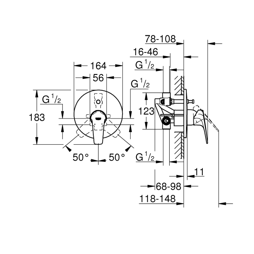 GROHE 29117000 - Miješalica za kadu LINEARE, polirani krom