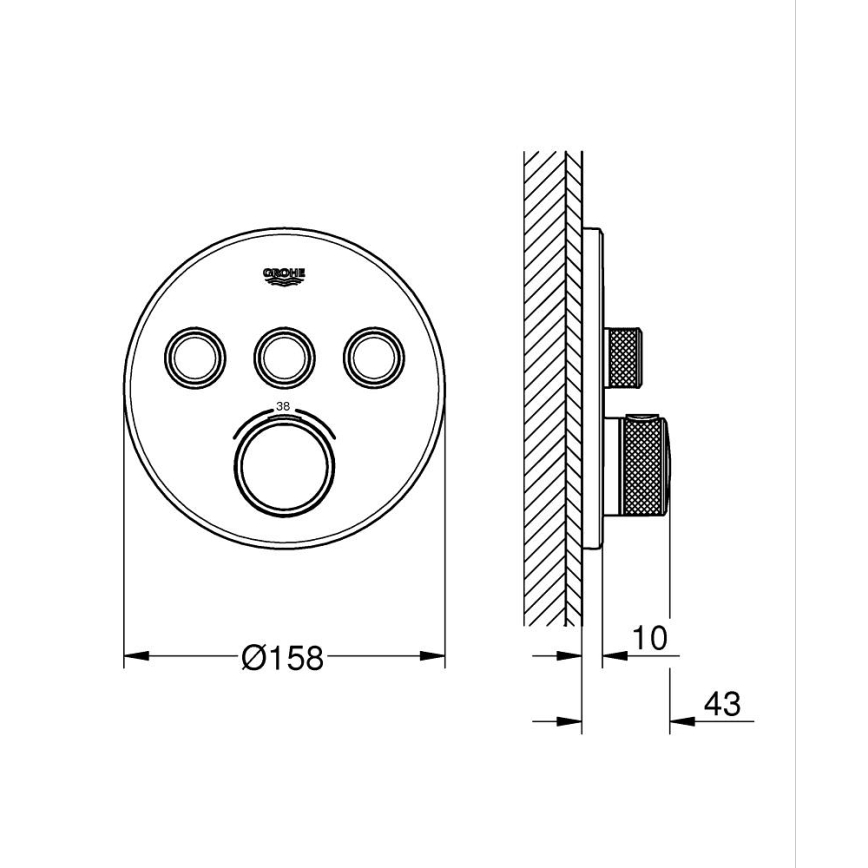 GROHE 29121A00 - Termostatska podžbukna tuš baterija GROHTHERM SMARTCONTROL grafit