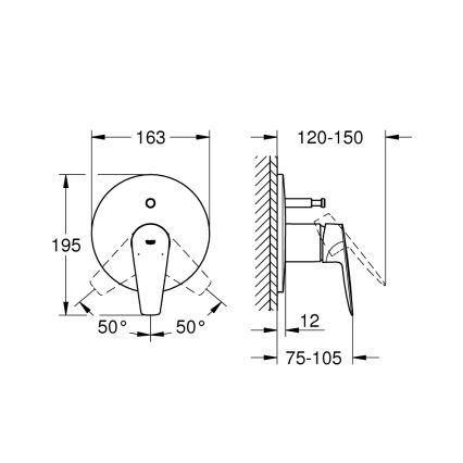 GROHE 29190001 - Baterija za kadu BAUEDGE DN 15, polirani krom