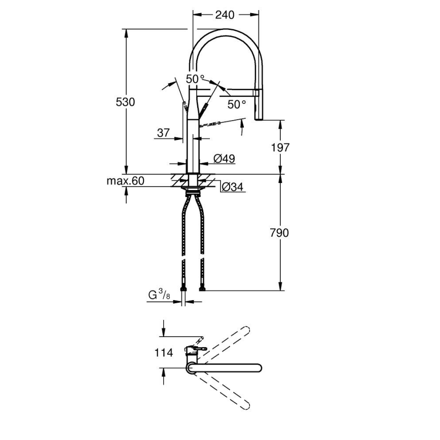 GROHE 30294A00 - Kuhinjska miješalica ESSENCE, grafit