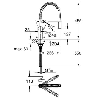 GROHE 30361000 - Kuhinjska slavina GET 455 mm, sjajni krom