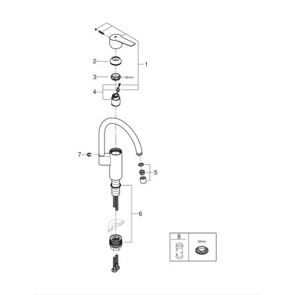 GROHE 30469000 - Kuhinjska miješalica START, visok izljev, sjajni krom