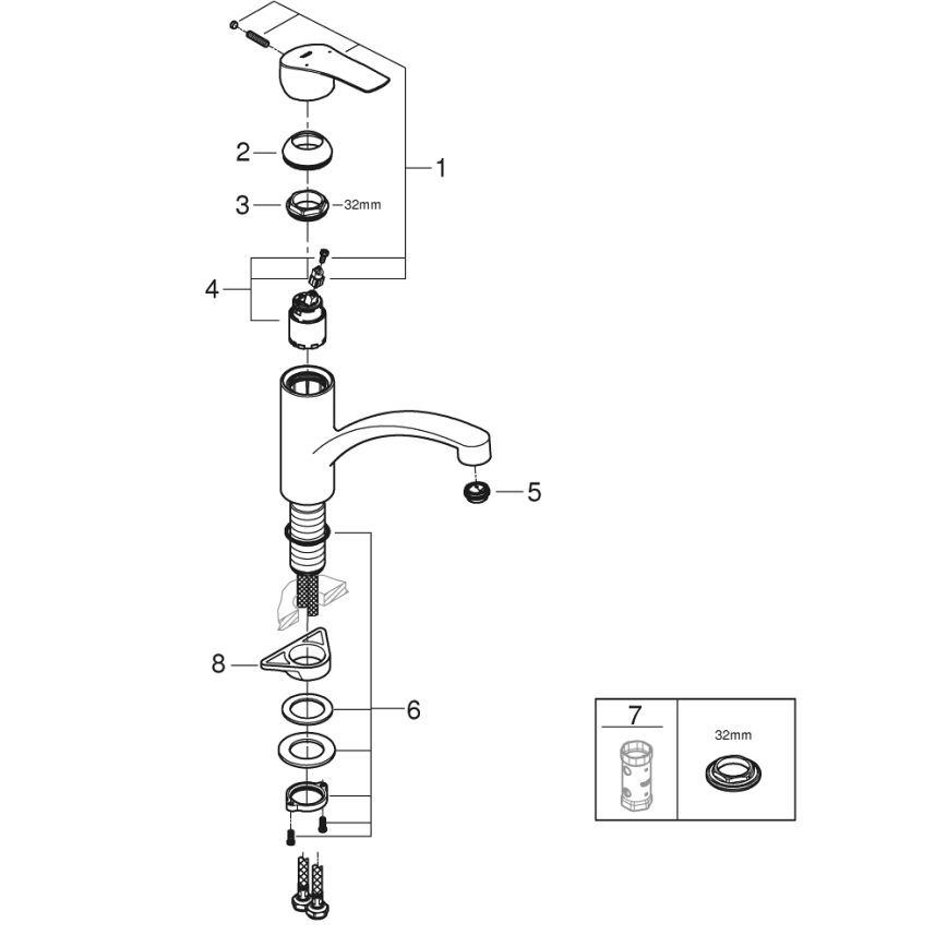 GROHE 305302432 - Kuhinjska slavina START 184 mm crna