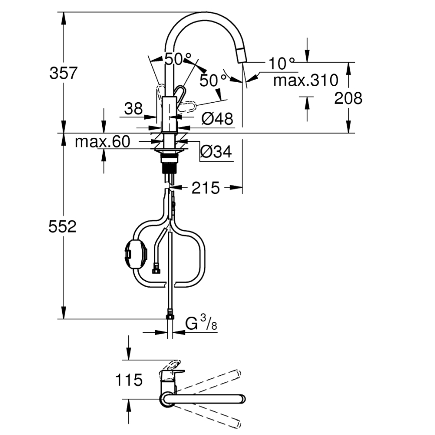 GROHE 30569000 - Miješalica za sudoper START FLOW 357 mm sjajni krom