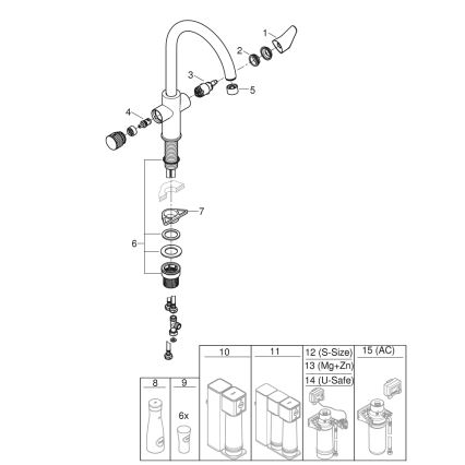 GROHE 30592000 - Kuhinjska slavina BLUE PURE StartCurve 411 mm sjajni krom