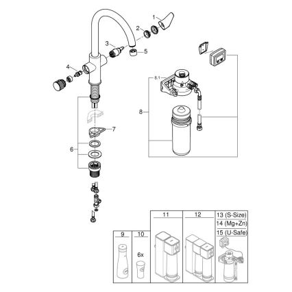 GROHE 30593000 - Kuhinjska miješalica BLUE PURE C, C-izljev, sjajni krom