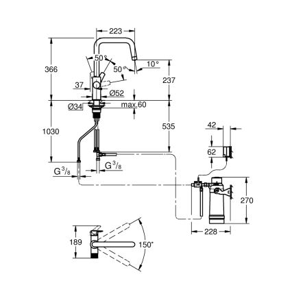 GROHE 30594000 - Kuhinjska slavina BLUE PURE Start s funkcijom filtriranja Ultrasafe, krom