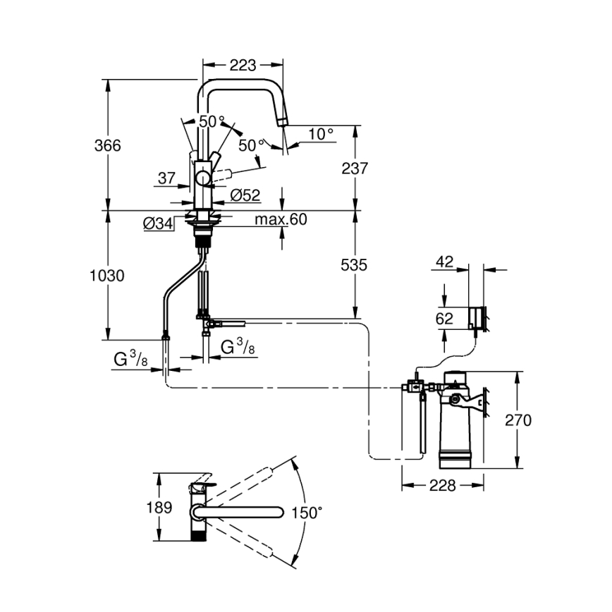 GROHE 30594000 - Kuhinjska slavina BLUE PURE Start s funkcijom filtriranja Ultrasafe, krom