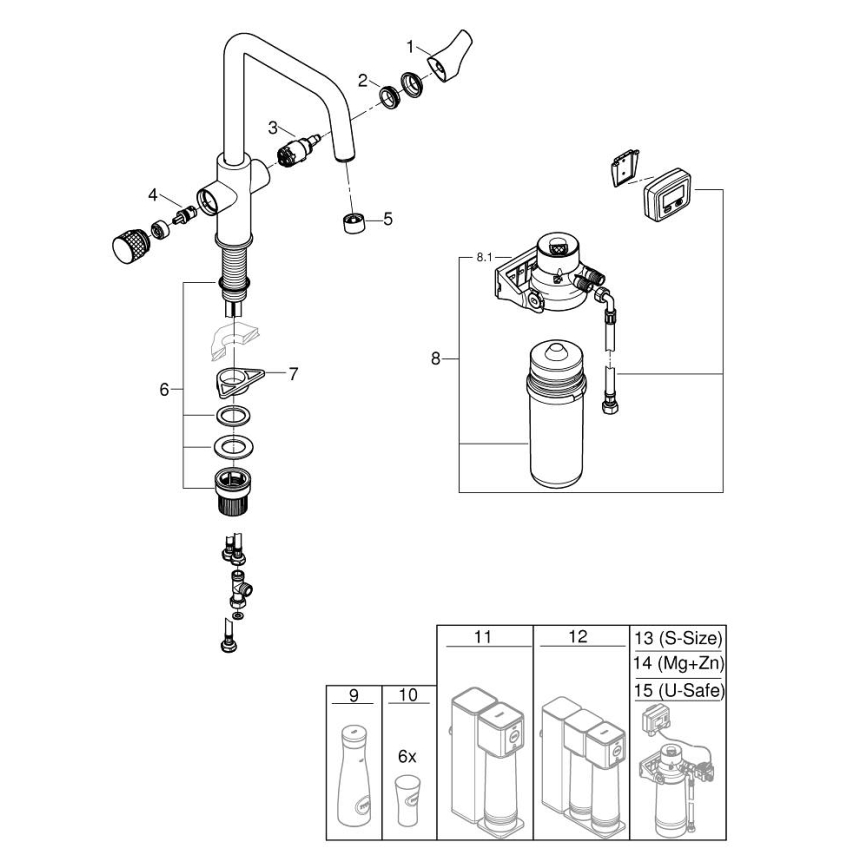GROHE 30596000 - Kuhinjska miješalica BLUE PURE s integriranim filtrom, sjajni krom