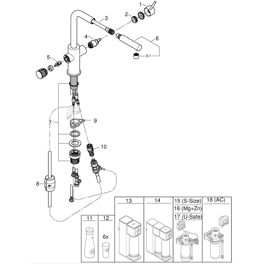 GROHE 30601000 - Slavina za sudoper BLUE PURE A s izvlačivim tušem, sjajni krom