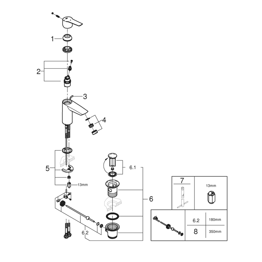 GROHE 31137002 - Slavina za umivaonik QUICKFIX START, veličina S, polirani krom