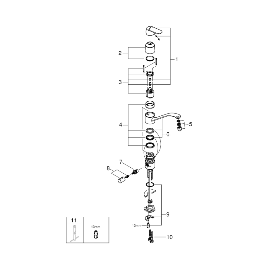 GROHE 31161000 - Kuhinjska slavina EUROSMART COSMOPOLITAN 140° sjajni krom