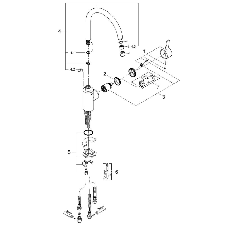 GROHE 31180000 - Kuhinjska miješalica EUROSMART COSMOPOLITAN sjajni krom