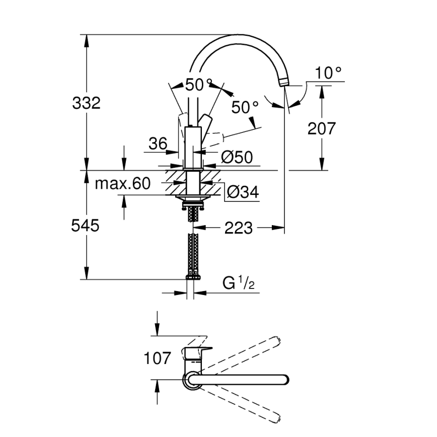 GROHE 31233001 - Kuhinjska miješalica START polirani krom