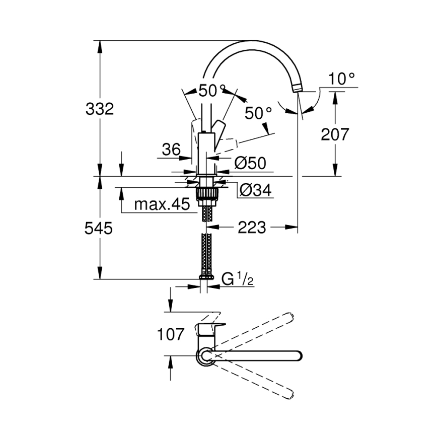GROHE 31233001 - Kuhinjska miješalica START polirani krom