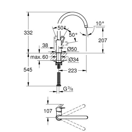 GROHE 31368001 - Kuhinjska slavina BAULOOP, sjajni krom