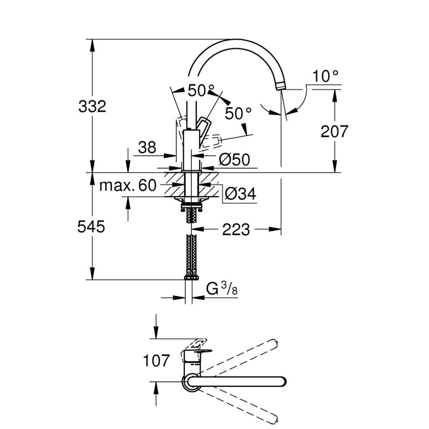 GROHE 31368001 - Kuhinjska slavina BAULOOP, sjajni krom