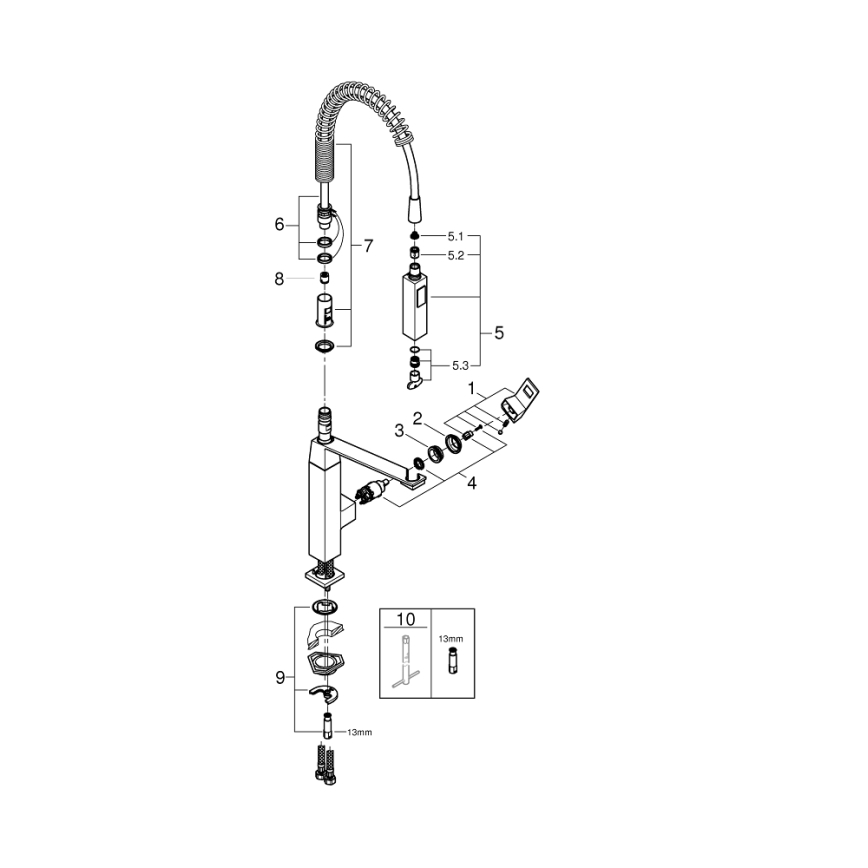 GROHE 31395000 - Kuhinjska miješalica EUROCUBE 547 mm, polirani krom