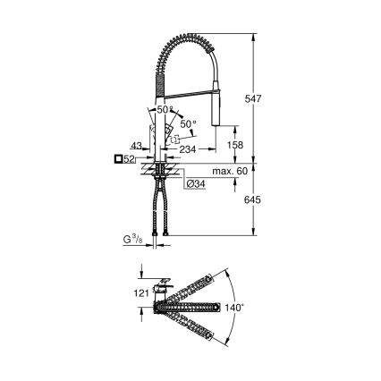 GROHE 31395000 - Kuhinjska miješalica EUROCUBE 547 mm, polirani krom