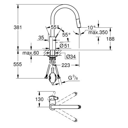 GROHE 31481001 - Kuhinjska miješalica EUROSMART COSMOPOLITAN sjajni krom