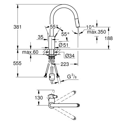 GROHE 31481001 - Kuhinjska miješalica EUROSMART COSMOPOLITAN sjajni krom