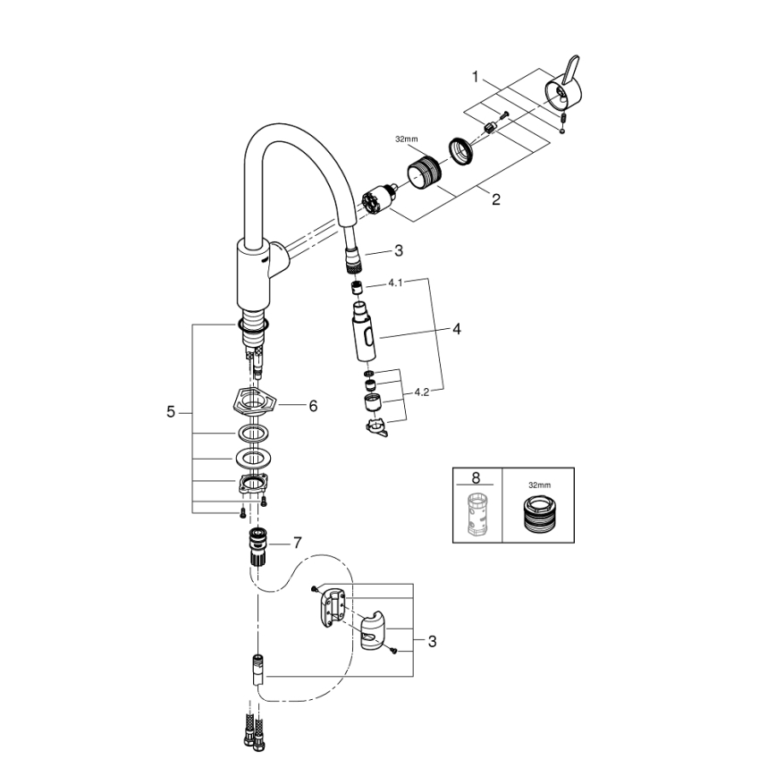 GROHE 31481001 - Kuhinjska miješalica EUROSMART COSMOPOLITAN sjajni krom