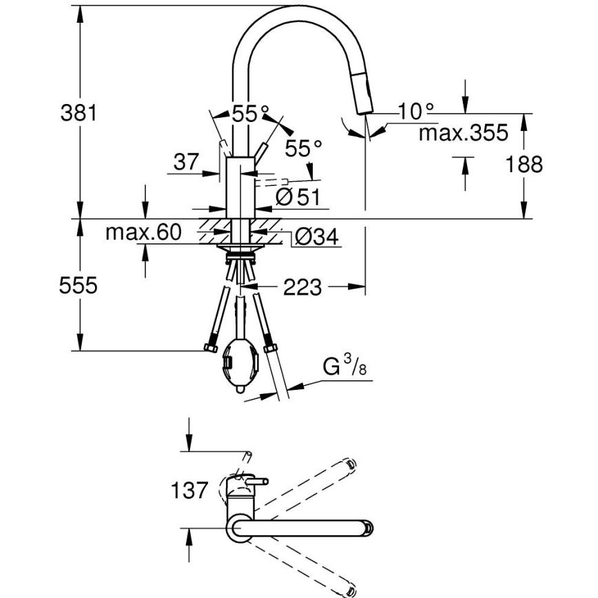 GROHE 31483DC2 - Kuhinjska miješalica CONCETTO, inox