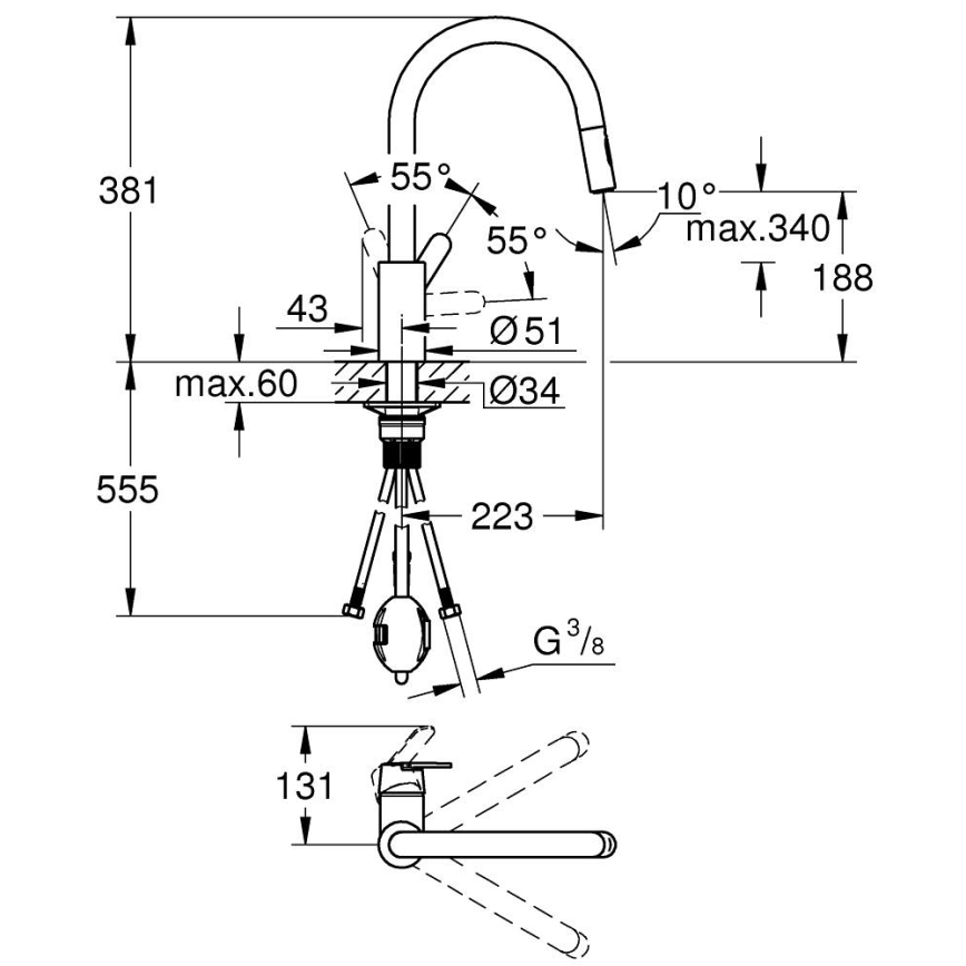 GROHE 31484001 - Miješalica za sudoperu GET sjajni krom