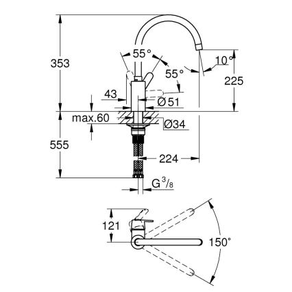 GROHE 31494001 - Slavina za sudoper GET sjajni krom