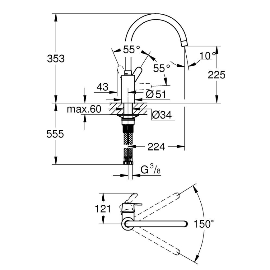 GROHE 31494001 - Slavina za sudoper GET sjajni krom