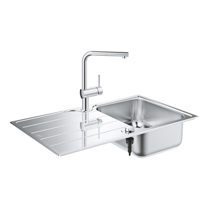 GROHE 31573SD1 -Set kuhinjskog sudopera K500 s ocjeđivačem i miješalicom A 86×50 cm inox