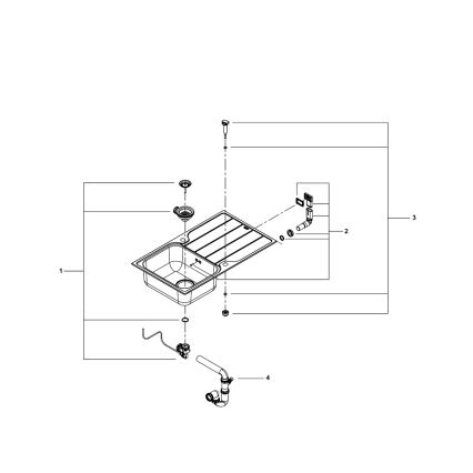 GROHE 31573SD1 -Set kuhinjskog sudopera K500 s ocjeđivačem i miješalicom A 86×50 cm inox