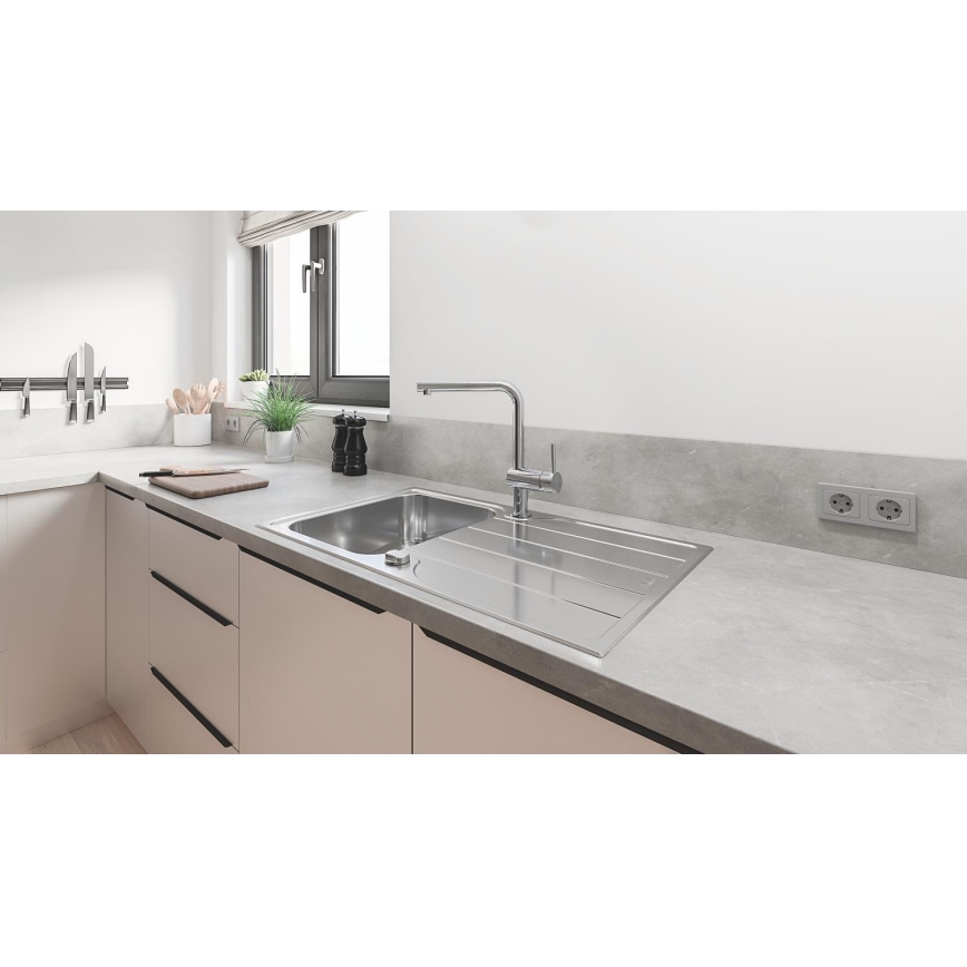 GROHE 31573SD1 -Set kuhinjskog sudopera K500 s ocjeđivačem i miješalicom A 86×50 cm inox