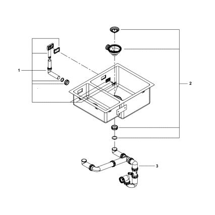 GROHE 31576SD1 - Kuhinjski sudoper K700U 595 × 450 mm nehrđajući čelik