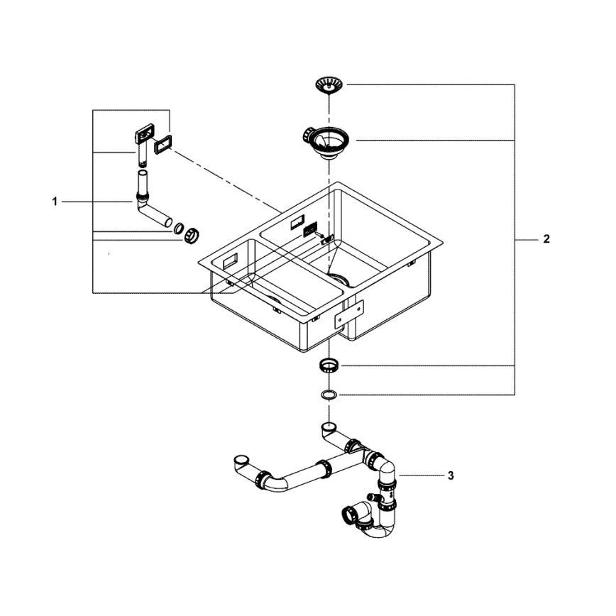 GROHE 31576SD1 - Kuhinjski sudoper K700U 595 × 450 mm nehrđajući čelik