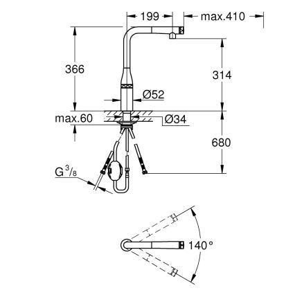GROHE 31615000 - Kuhinjska slavina ESSENCE SMARTCONTROL 366 mm sjajni krom
