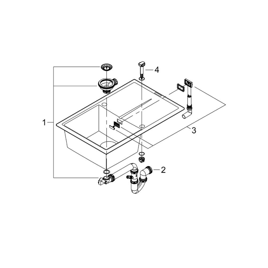 GROHE 31639AP0 - Sudoper K400 780 × 500 mm kamen/crna