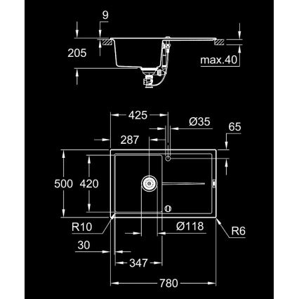 GROHE 31639AP0 - Sudoper K400 780 × 500 mm kamen/crna