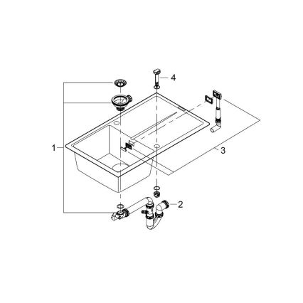 GROHE 31640AP0 - Kompozitni sudoper K400 860 × 500 mm granit/crna